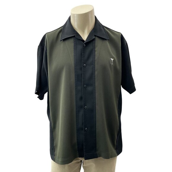 Vintage House Of Blues Embroidered Orlando Bowling Casual Shirt Black Green Mens - Picture 1 of 10